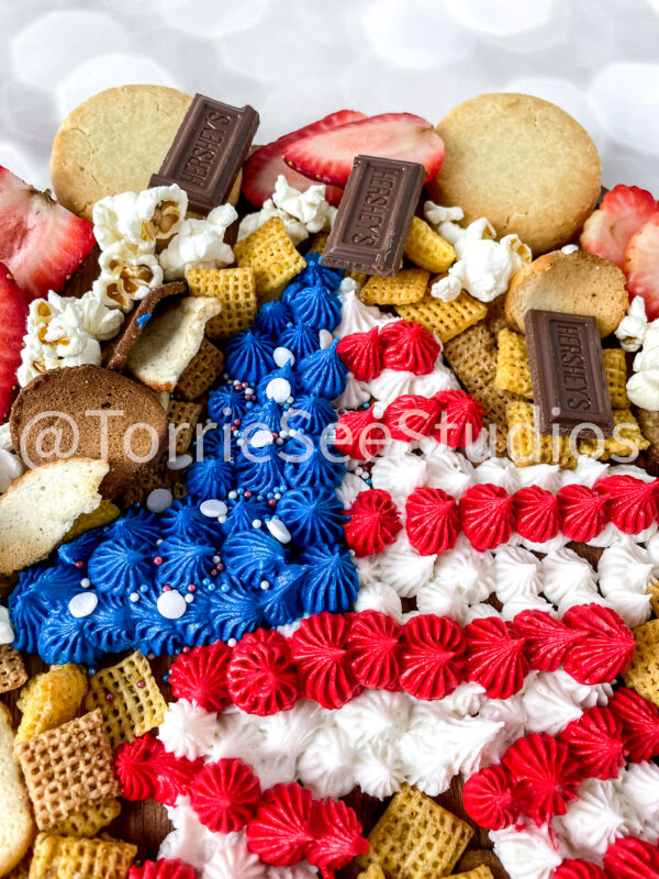 Star Red White and Blue Buttercream Board on Champagne Lights - Image 6