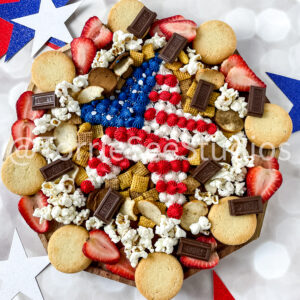 Star Red White and Blue Buttercream Board on Champagne Lights