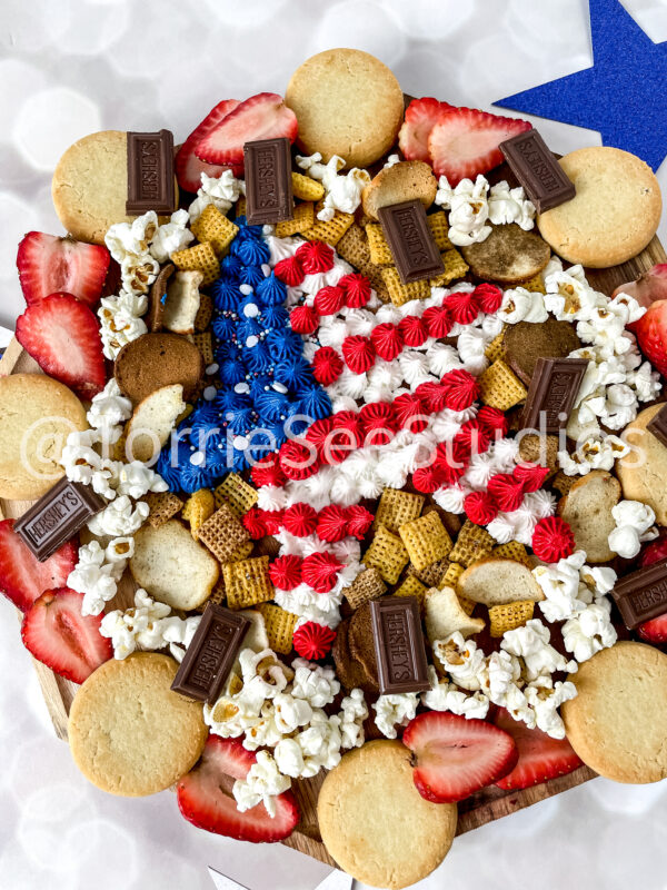 Star Red White and Blue Buttercream Board on Champagne Lights - Image 3