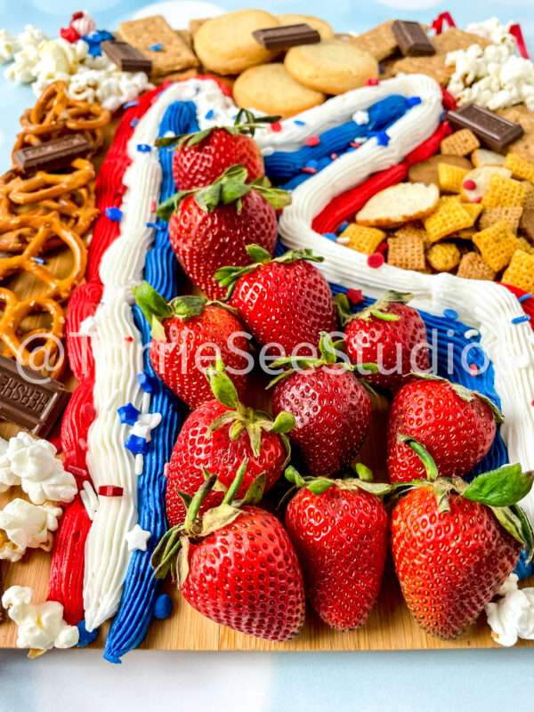 Red White and Blue Buttercream Trail Board on Blue Lights - Image 4
