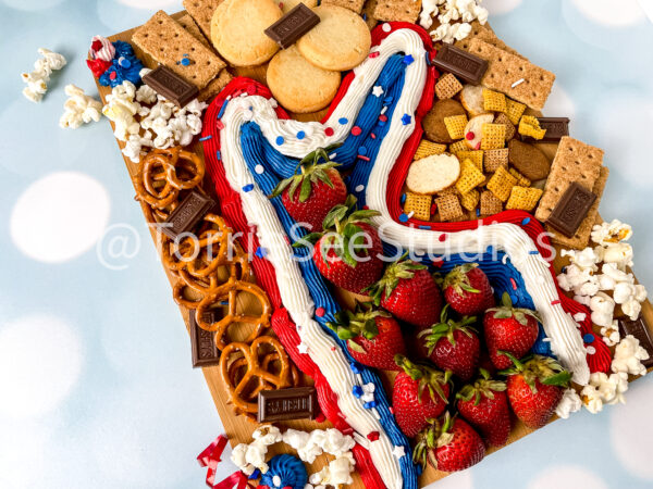 Red White and Blue Buttercream Trail Board on Blue Lights - Image 7