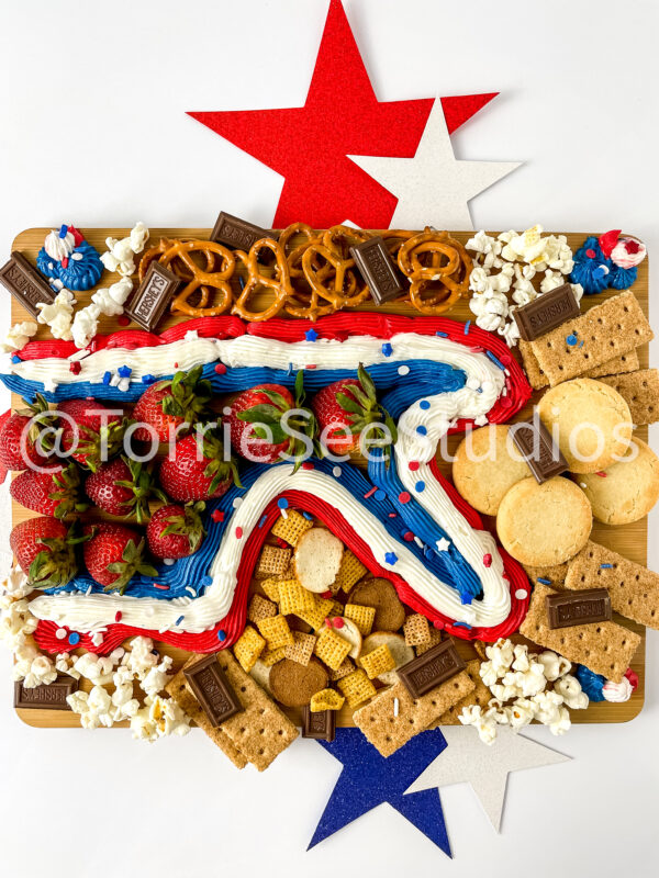 Red White and Blue Buttercream Trail Board on White - Image 2