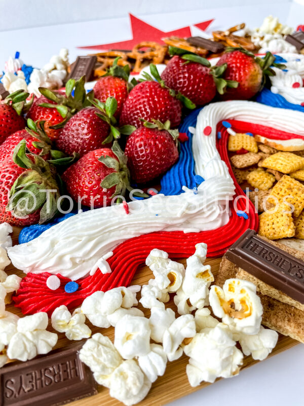 Red White and Blue Buttercream Trail Board on White - Image 4