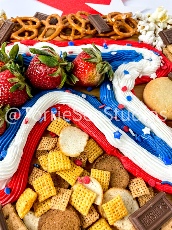 Red White and Blue Buttercream Trail Board on White - Image 3