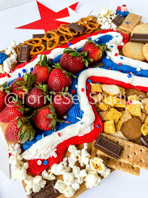 Red White and Blue Buttercream Trail Board on White - Image 10