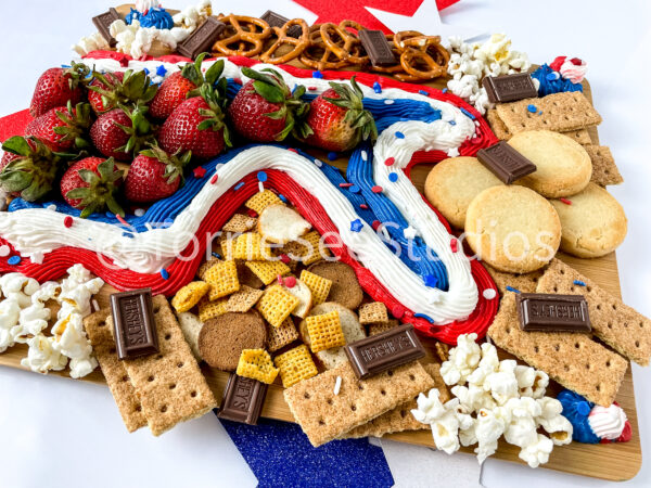 Red White and Blue Buttercream Trail Board on White - Image 7