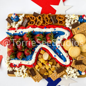 Red White and Blue Buttercream Trail Board on White