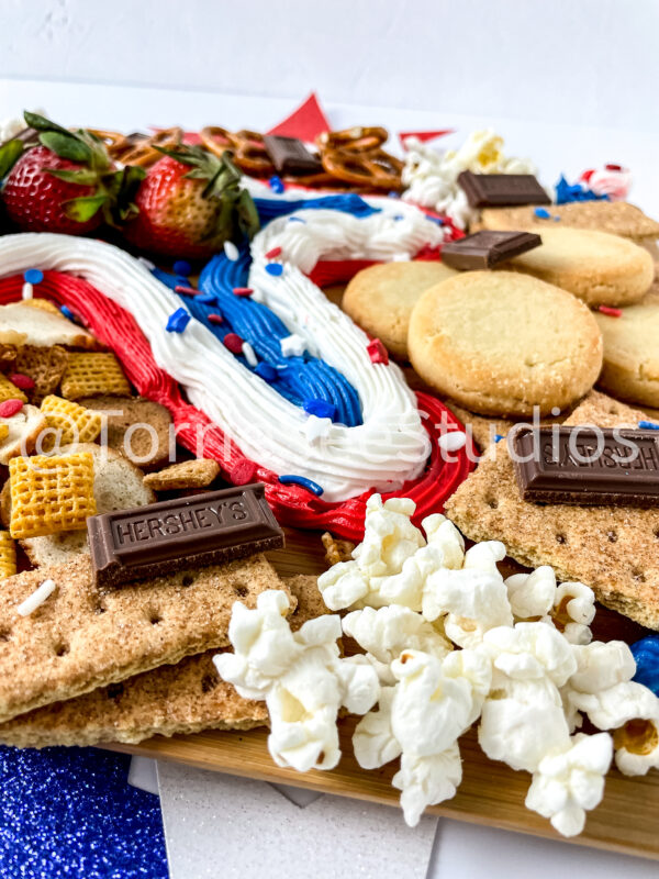 Red White and Blue Buttercream Trail Board on White - Image 5