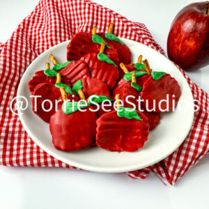 Chocolate Covered Chip Apples on White