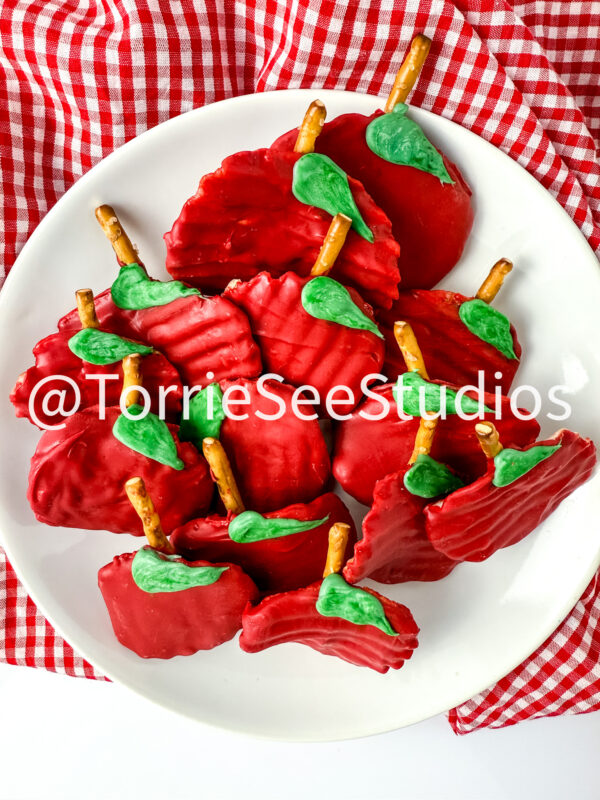 Chocolate Covered Chip Apples on White - Image 7