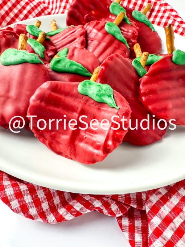 Chocolate Covered Chip Apples on White - Image 4