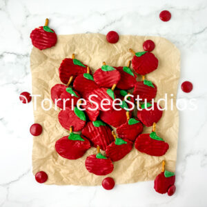 Chocolate Covered Chip Apples on Marble