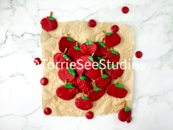 Chocolate Covered Chip Apples on Marble