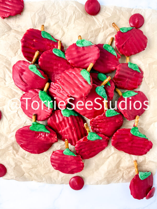 Chocolate Covered Chip Apples on Marble - Image 8