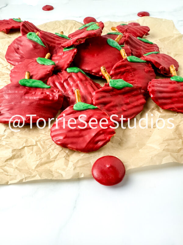 Chocolate Covered Chip Apples on Marble - Image 6