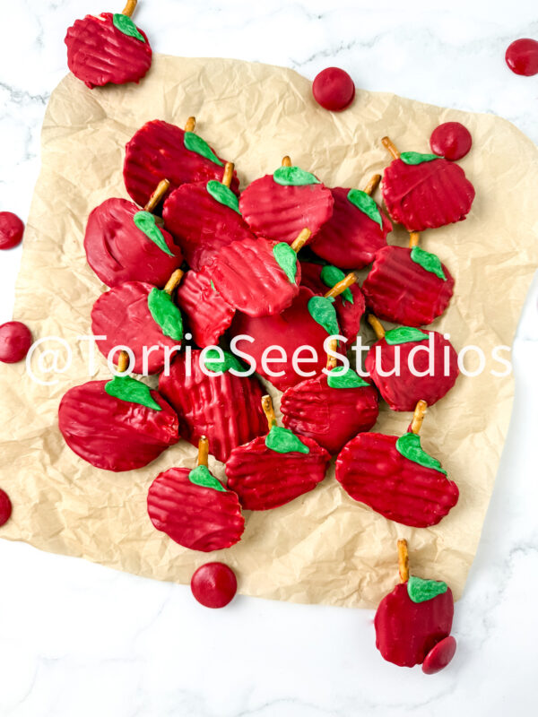 Chocolate Covered Chip Apples on Marble - Image 5