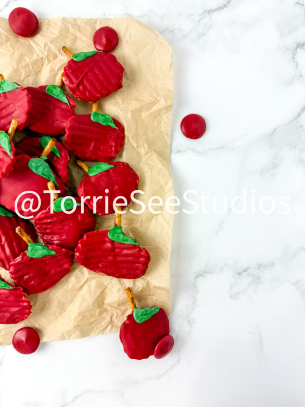 Chocolate Covered Chip Apples on Marble - Image 3