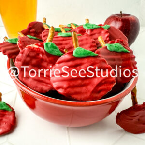 Chocolate Covered Chip Apples on Rhombus Tile