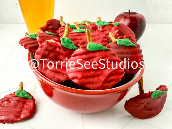 Chocolate Covered Chip Apples on Rhombus Tile