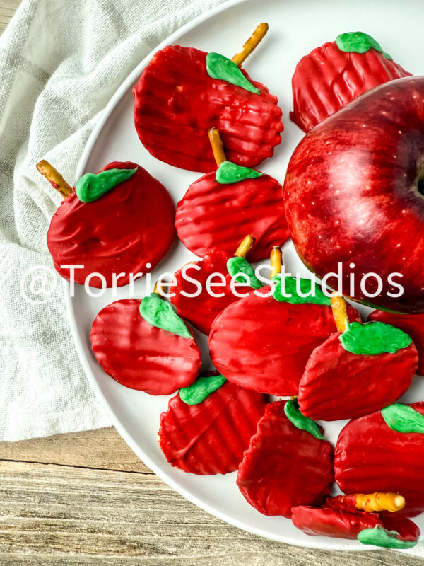 Chocolate Covered Chip Apples on Wood - Image 4