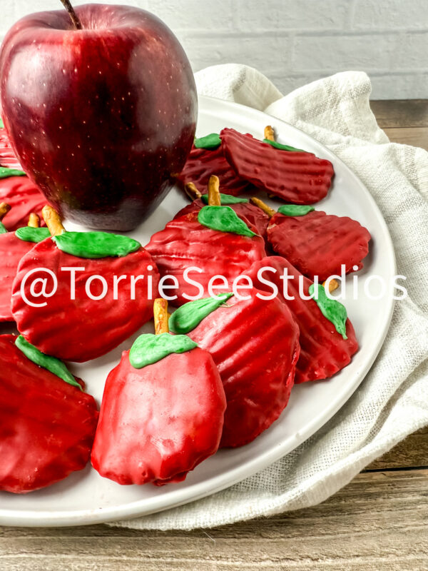 Chocolate Covered Chip Apples on Wood - Image 3