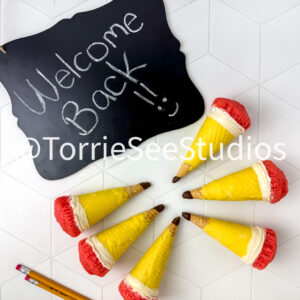 Pencil Cupcake Cone on Rhombus Tile