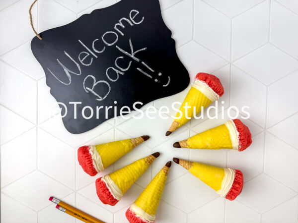 Pencil Cupcake Cone on Rhombus Tile