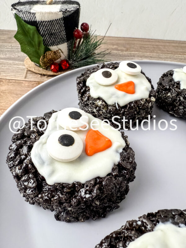 Penguin Chocolate Cookie Rice Cereal Treats on Wood - Image 3