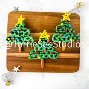 Pretzel Christmas Trees on White