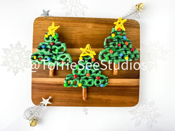 Pretzel Christmas Trees on White