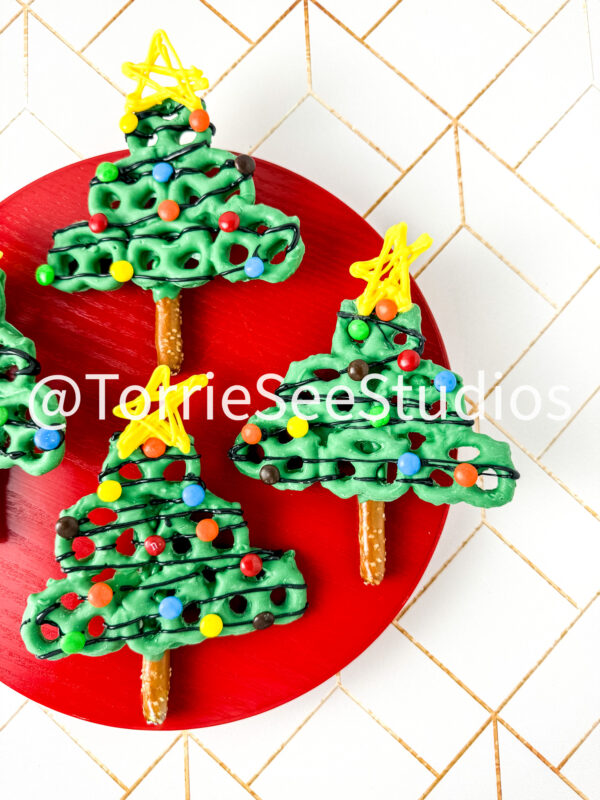 Pretzel Christmas Trees on Honey Tile - Image 3