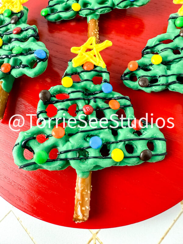 Pretzel Christmas Trees on Honey Tile - Image 2