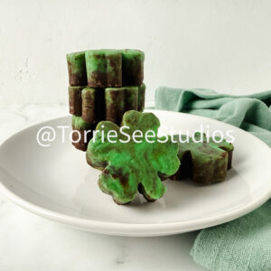 Mint Chocolate Shamrock Fudge on Marble