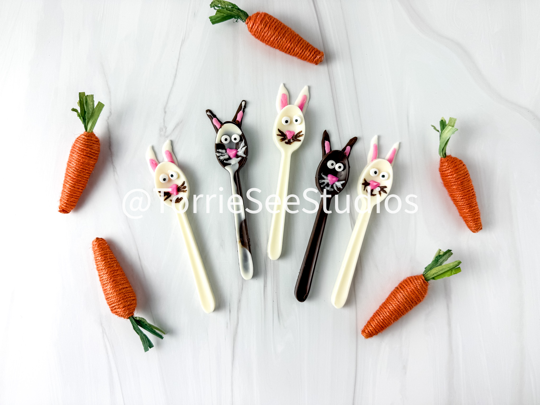Bunny Chocolate Spoons on Sandstone - Image 2
