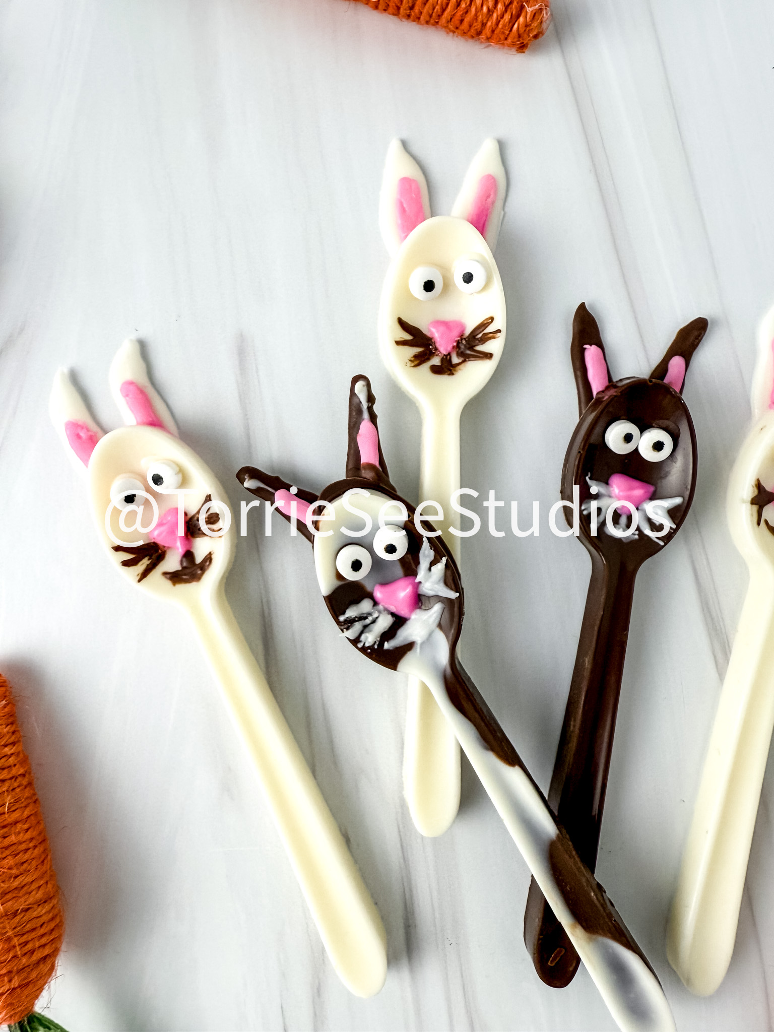 Bunny Chocolate Spoons on Sandstone - Image 3