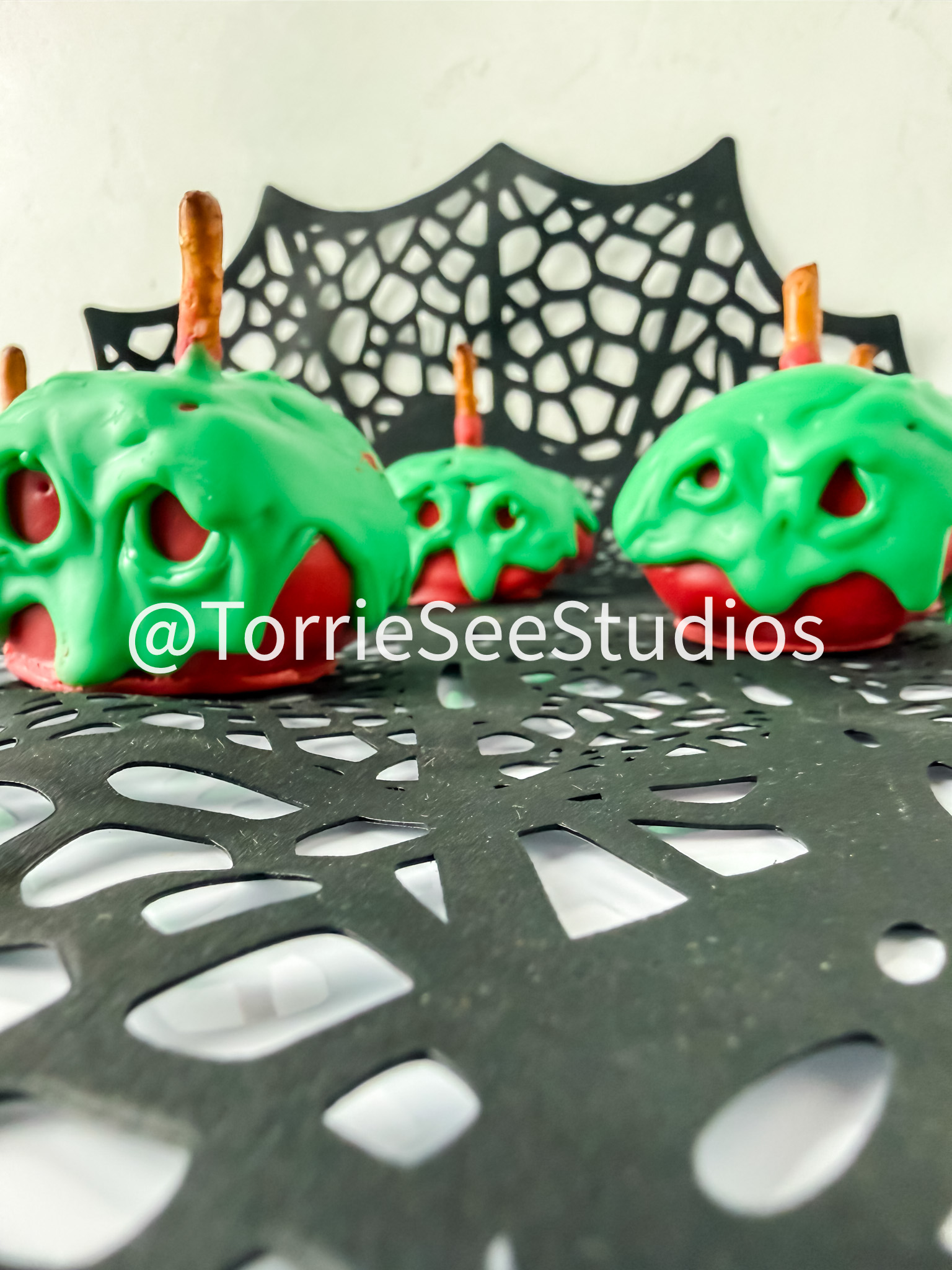 Halloween Apple Chocolate Covered Marshmallows on White - Image 3